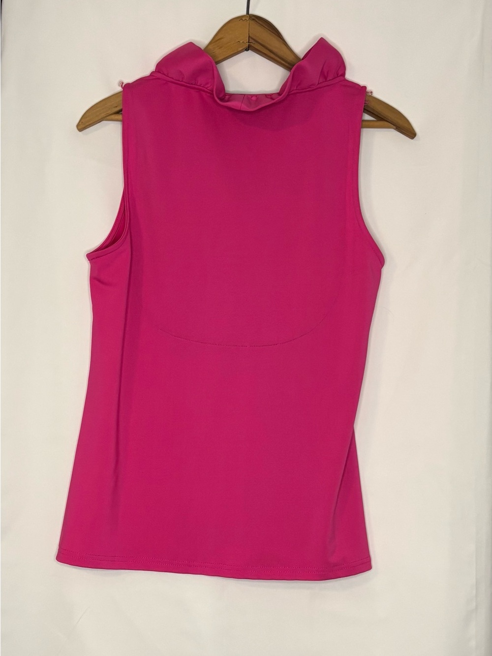 Gretchen Scott Designs Ruffle V-Neck Sleeveless Top - Hot Pink - Picture 2 of 2